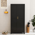 Black Metal Multifunctional Storage Armoire Wardrobe Closet