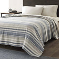 Full/Queen size Navy Blue Tan Cream Chevron Stripe Lightweight Cotton Blanket