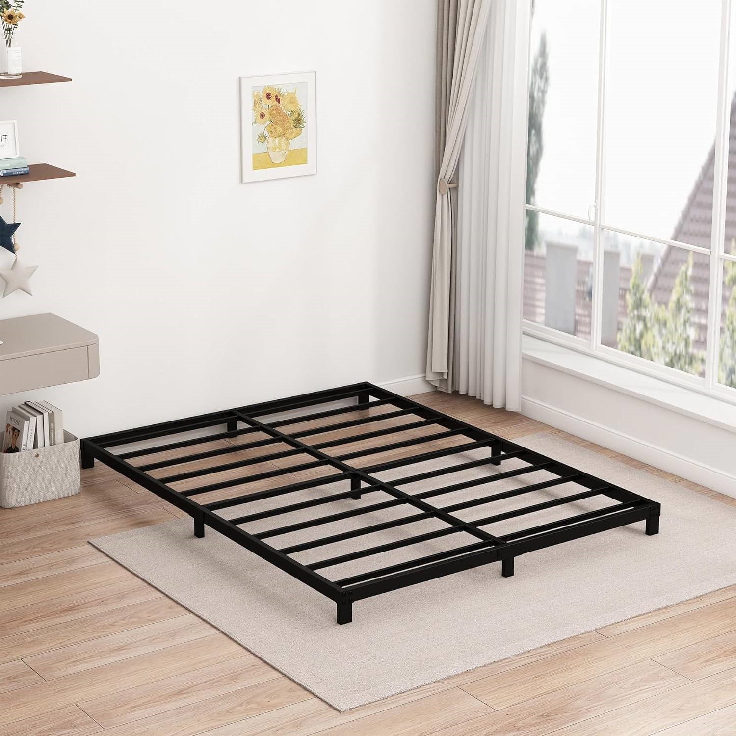 King size 5-inch Heavy Duty Metal Bed Frame with 3,000 lb. Weight Capacity
