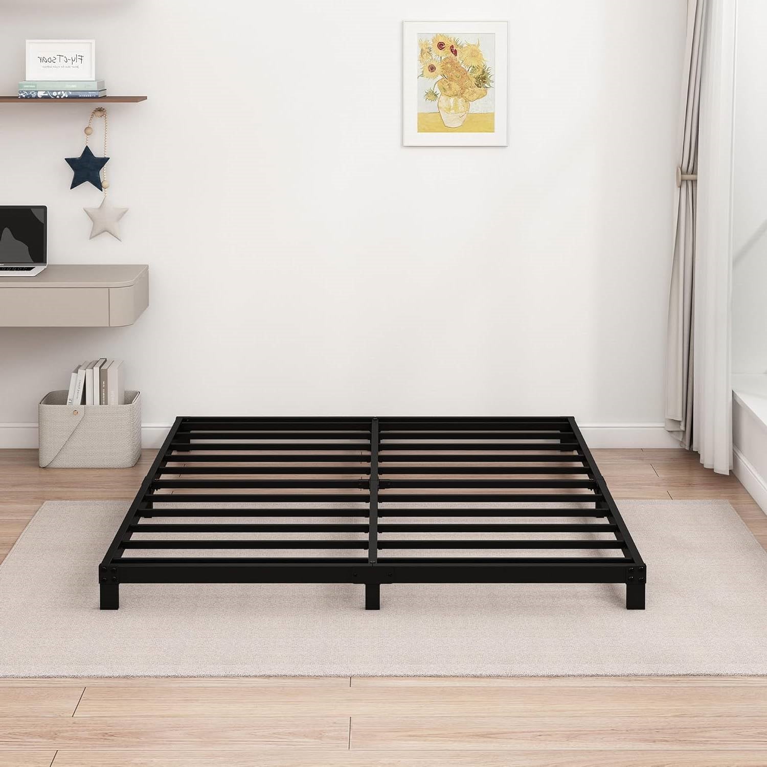 Queen size 5-inch Heavy Duty Metal Bed Frame with 3,000 lb. Weight Capacity