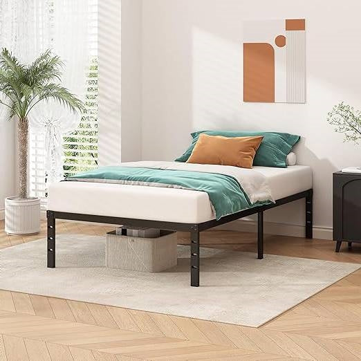 Twin 18-inch Heavy Duty Black Metal Platform Bed Frame