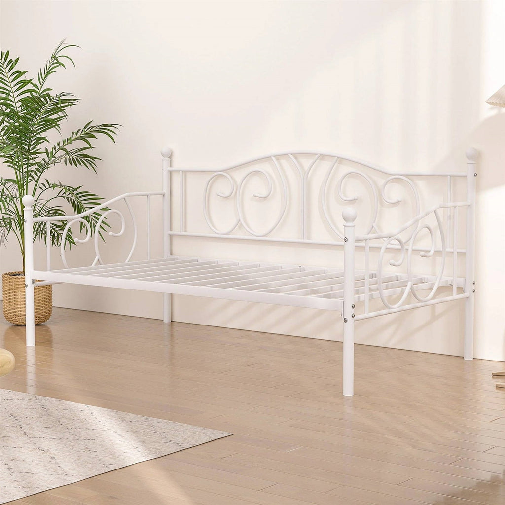 Twin size Victorian White Metal Daybed Frame - 350 lbs. Weight Capacity